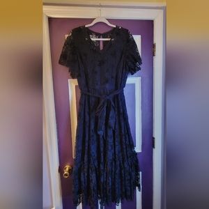 Lane Bryant Lace Dress Plus Size 16 Dark Navy Blue Short Sleeve Vneck